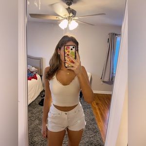 Missguided white jean shorts 🤍